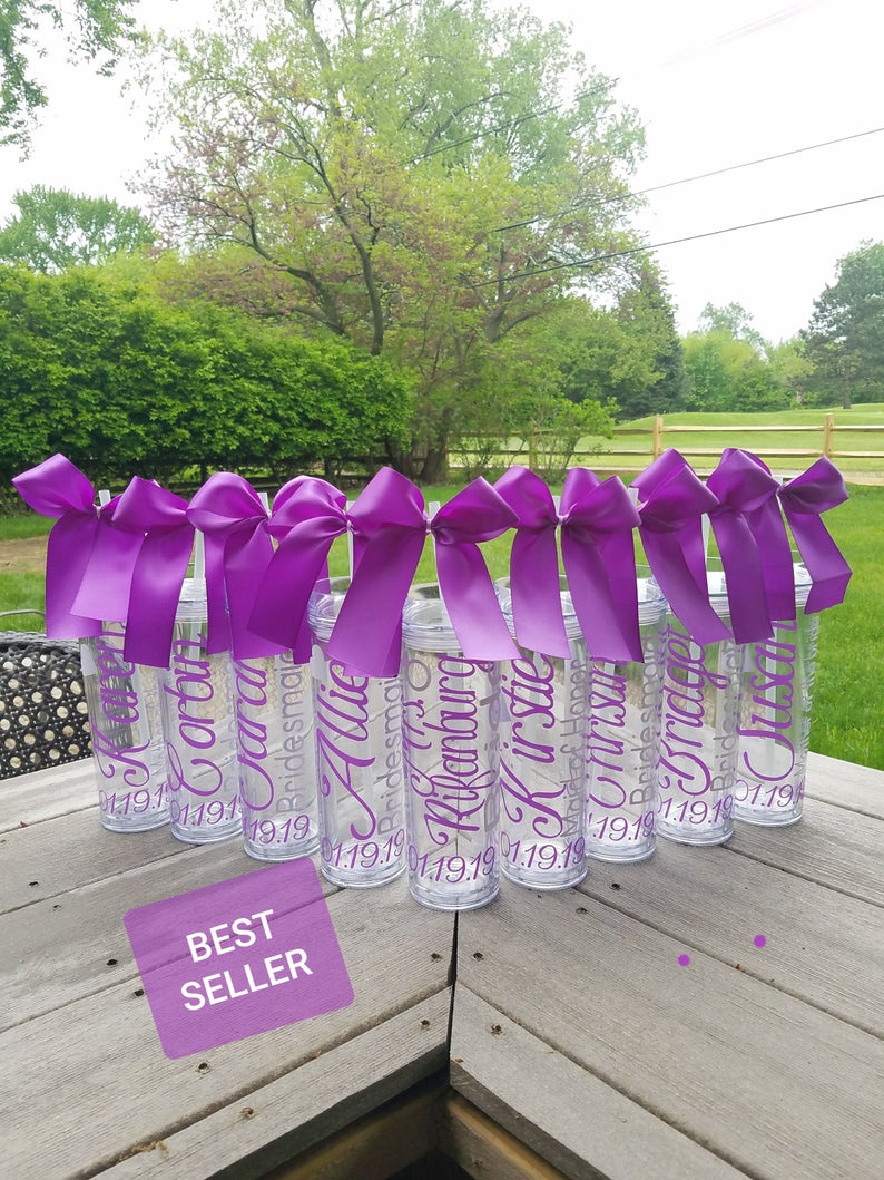 Personalized Tall Metal Tumblers with Lid and Straw Bridesmaid Gifts R –  The Native Bride