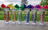 Personalized Tumbler with Straw and Bow, Wedding Party Gifts