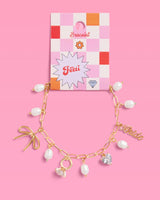xo, Fetti - Bride Charm Bracelet - gold, rhinestones + pearls, bachelorette accessory