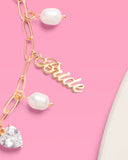 xo, Fetti - Bride Charm Bracelet - gold, rhinestones + pearls, bachelorette accessory