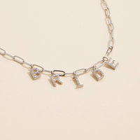 Lilla Haven - Sparkling "Bride"  Cubic Zirconia 18K Gold Charm Necklace: White Gold
