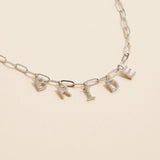 Lilla Haven - Sparkling "Bride"  Cubic Zirconia 18K Gold Charm Necklace: White Gold
