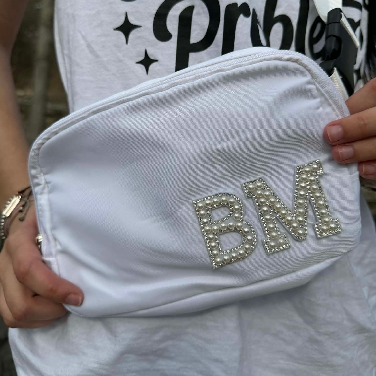 Crossbody Bag with Pearl Initials