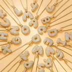 18K Gold Puff Initial Necklace