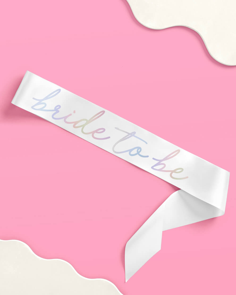 Shimmer Bride Sash - white + iridescent foil