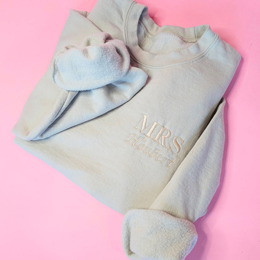 Personalized WIFEY Embroidered Sweatshirt TAN