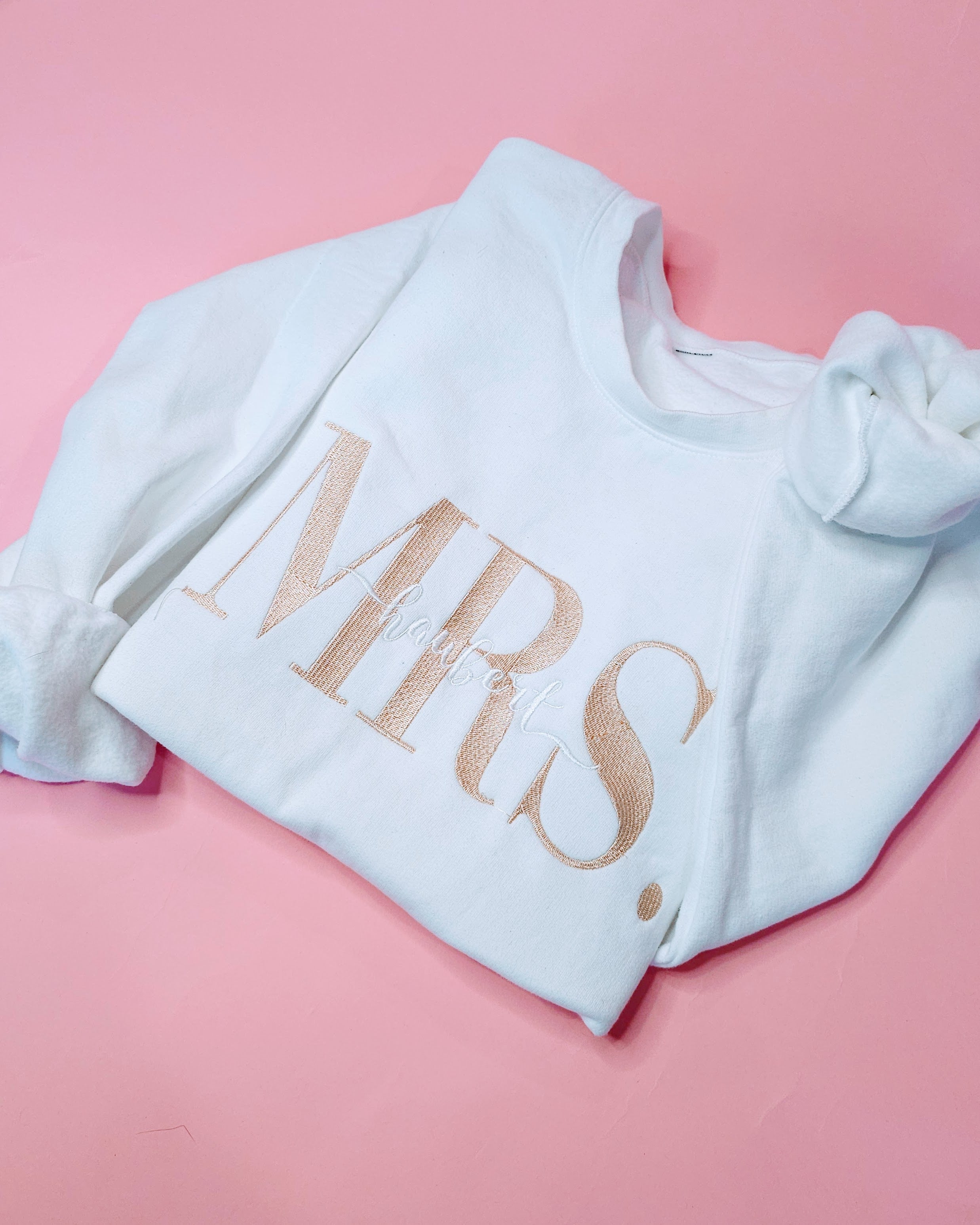 Mrs. Personalized Embroidered Pullover Crew Neck