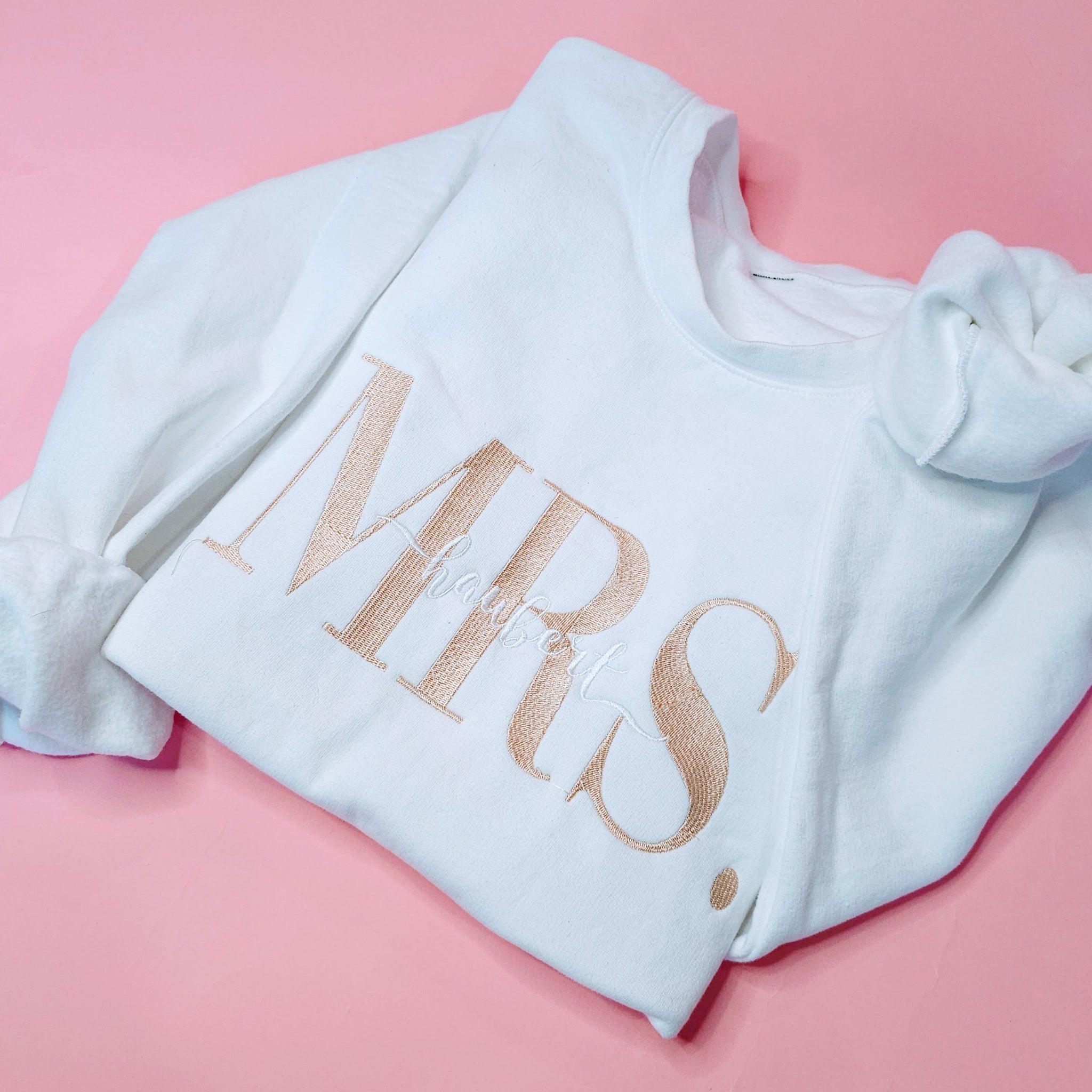 Mrs. Personalized Embroidered Pullover Crew Neck
