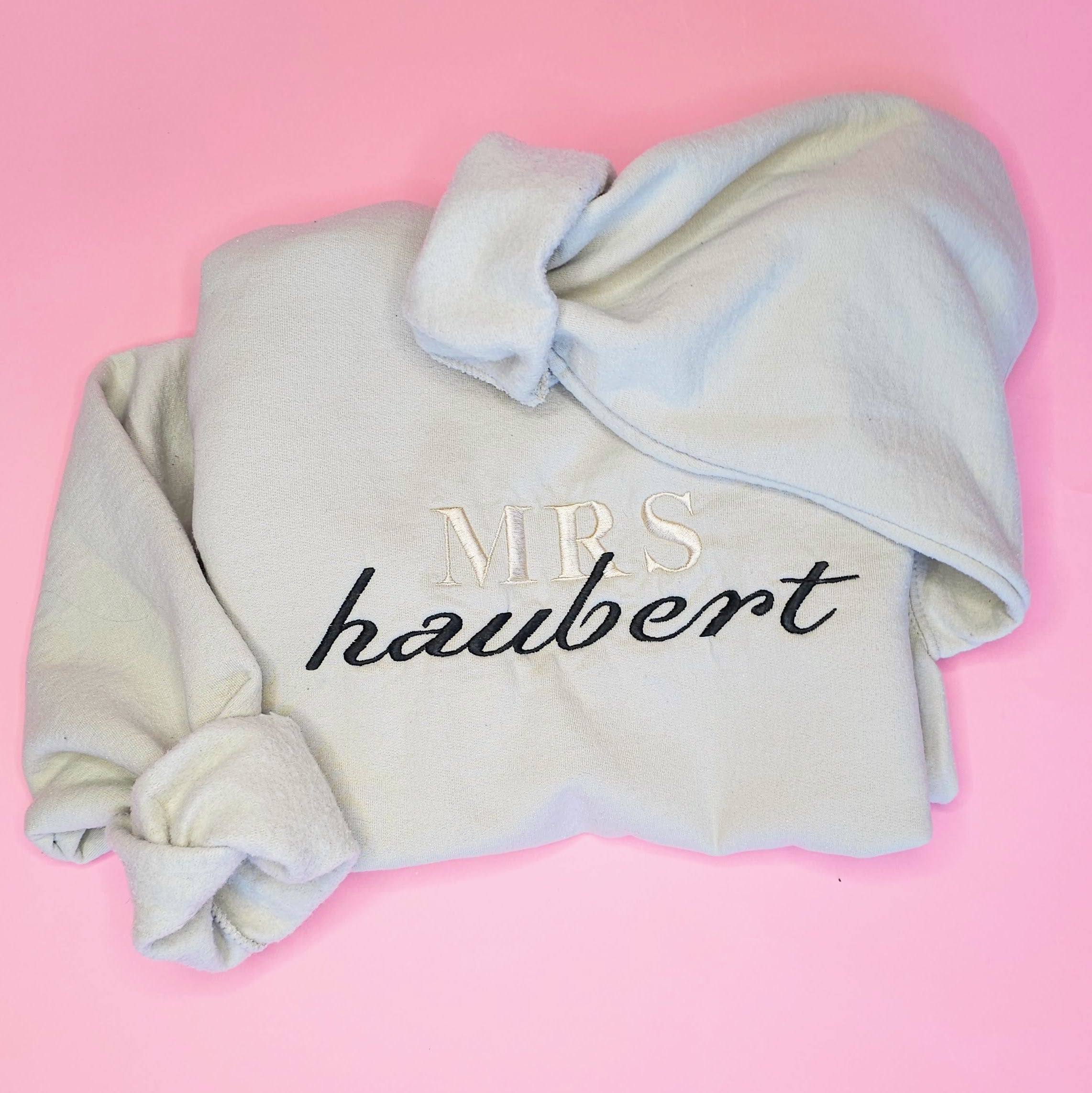 Mrs. Embroidered Sweatshirt with Personalized Name