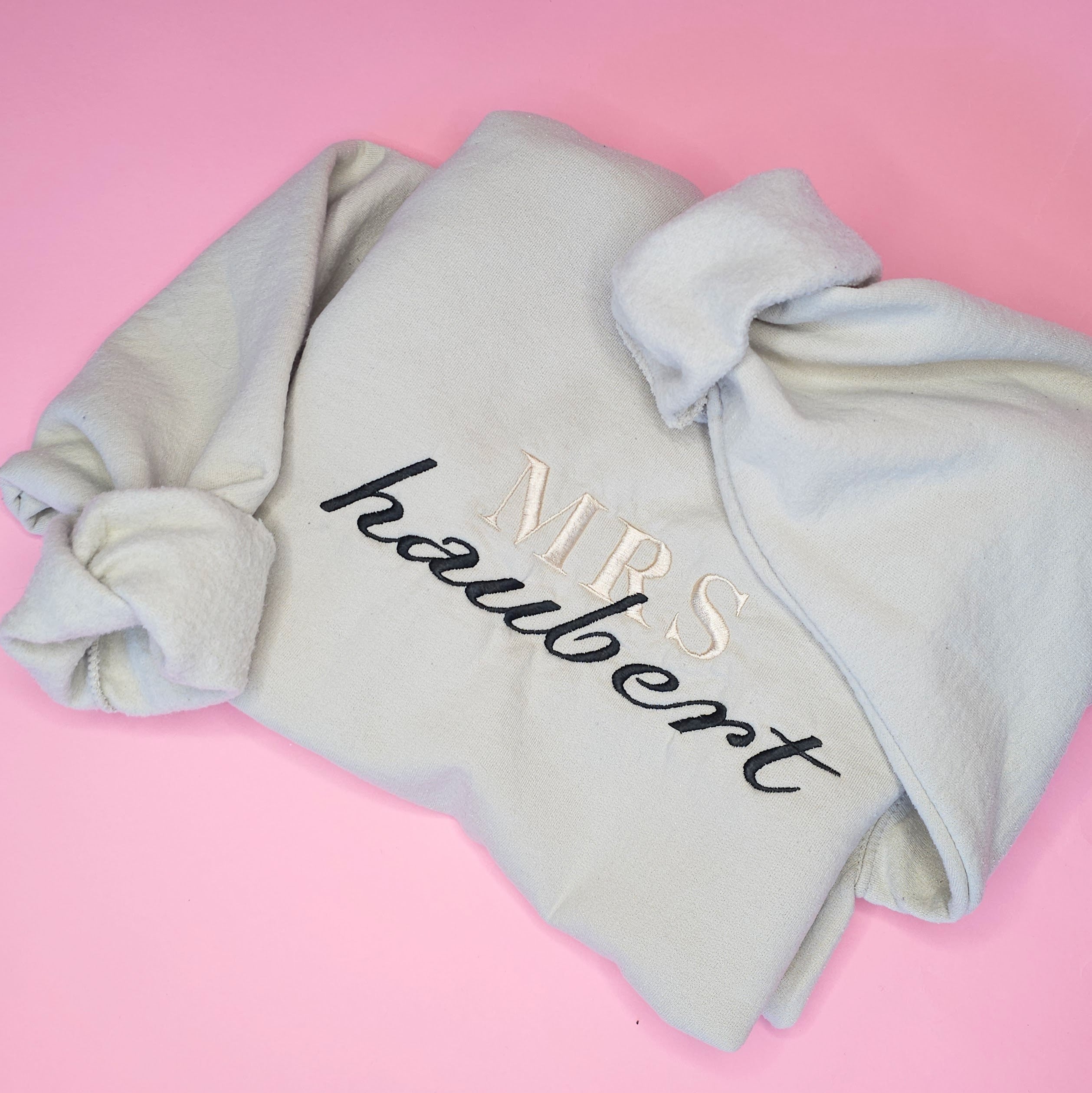 Mrs. Embroidered Sweatshirt with Personalized Name