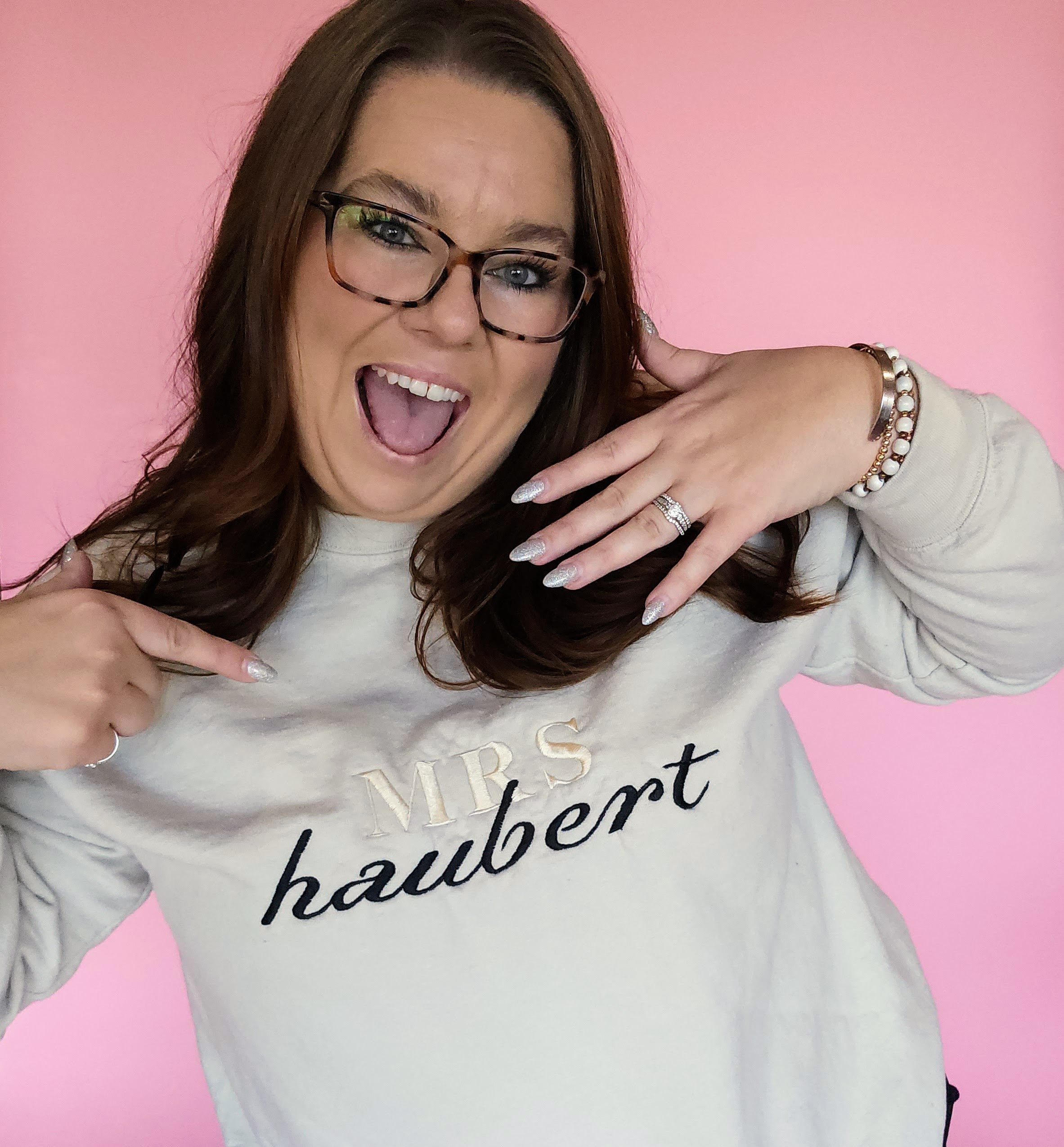 Mrs. Embroidered Sweatshirt with Personalized Name