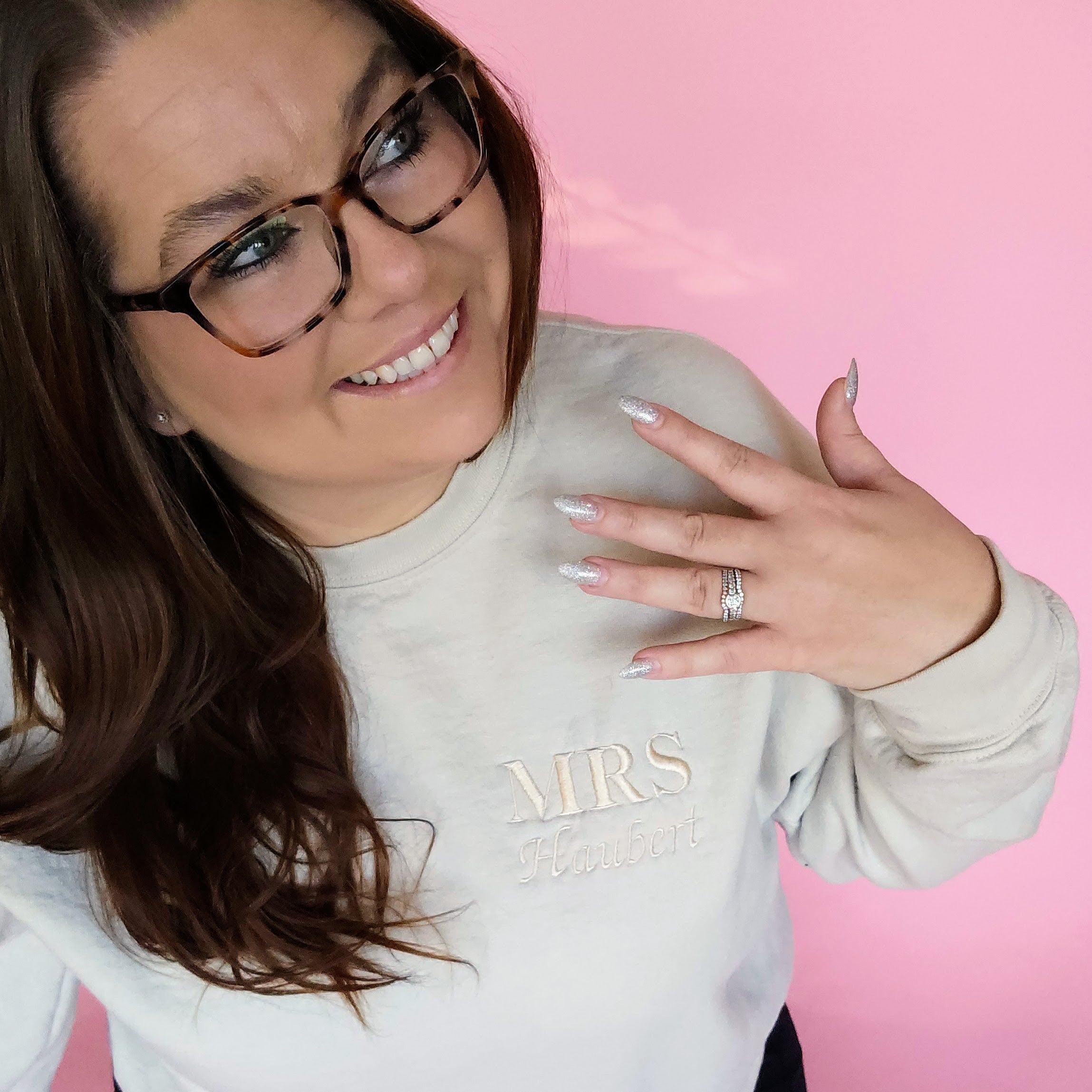 Personalized WIFEY Embroidered Sweatshirt TAN