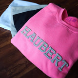 Personalized Pearl & Rhinestone Patch Crew Neck Sweatshirt