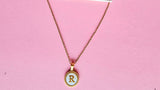 18K Gold + Mother of Pearl Disc Letter Necklace