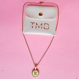 18K Gold + Mother of Pearl Disc Letter Necklace