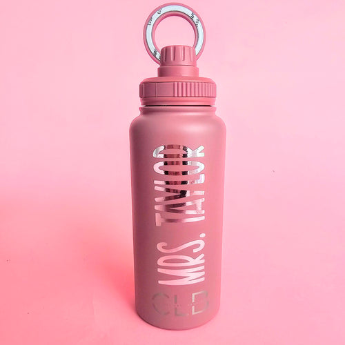 Mauve 32oz personalized stainless steel tumbler with leak-proof lid and magnetic ring