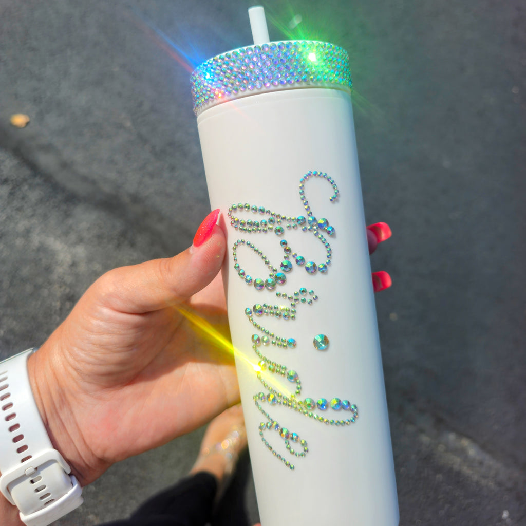 White Rhinestone “BRIDE” Tumbler