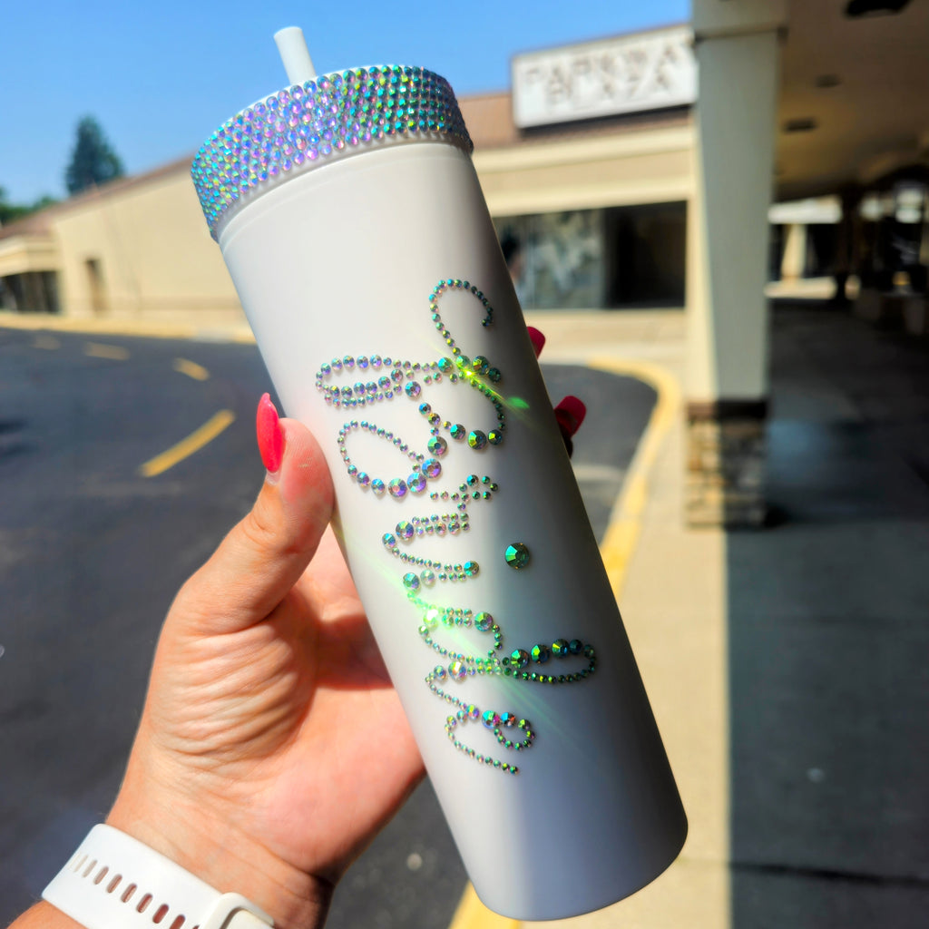 White Rhinestone “BRIDE” Tumbler