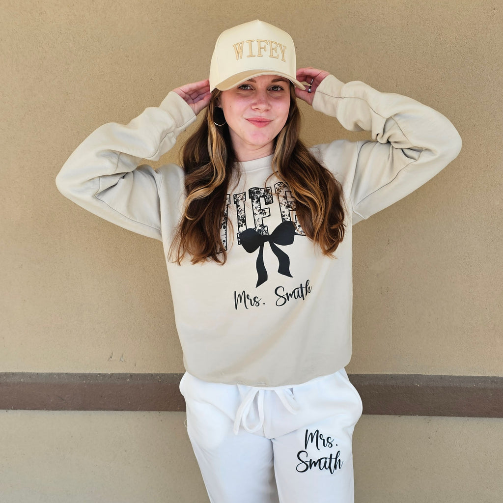 Personalized Wifey Sweatshirt with Bow