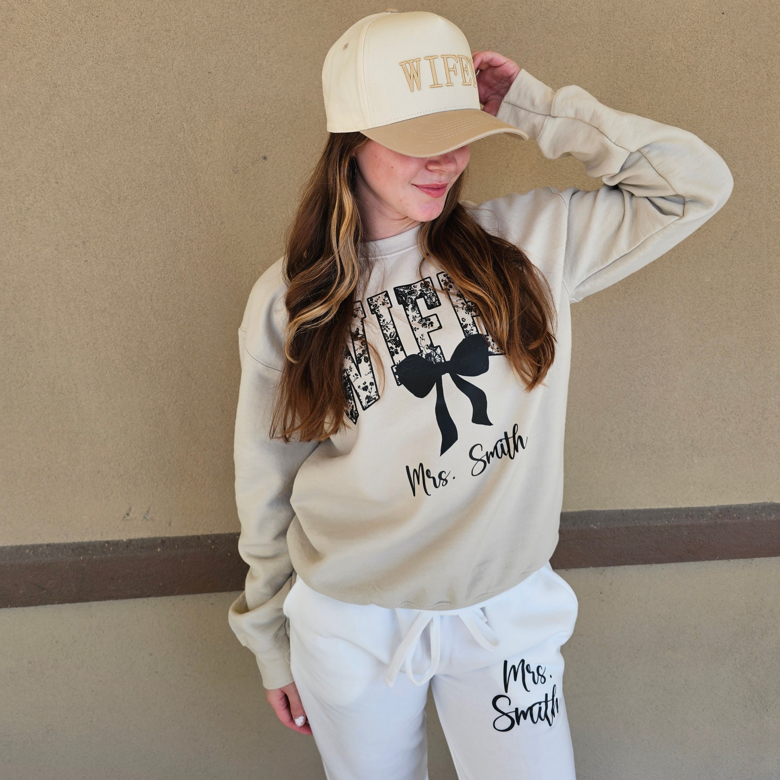 Personalized Wifey Sweatshirt with Bow
