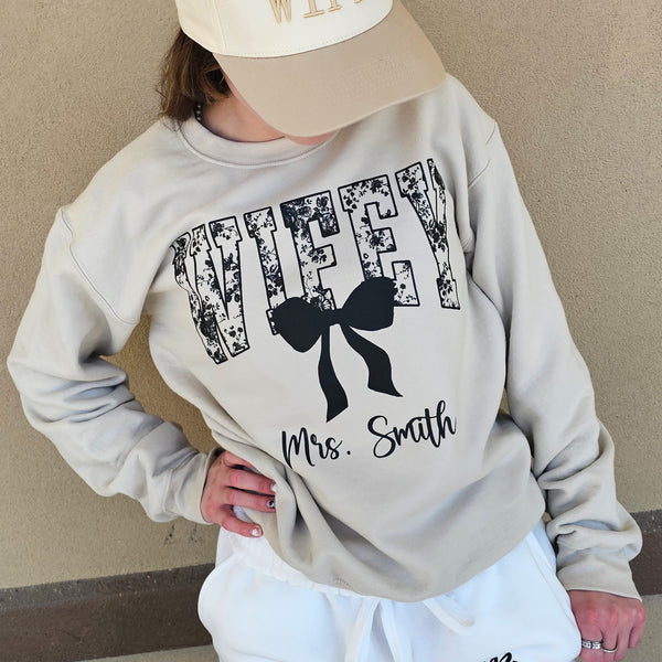 Personalized Wifey Sweatshirt with Bow