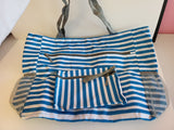 Blue Striped Monogrammed Bag + Wristlet Set