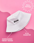 Bride Bucket Hat - embroidered cotton hat