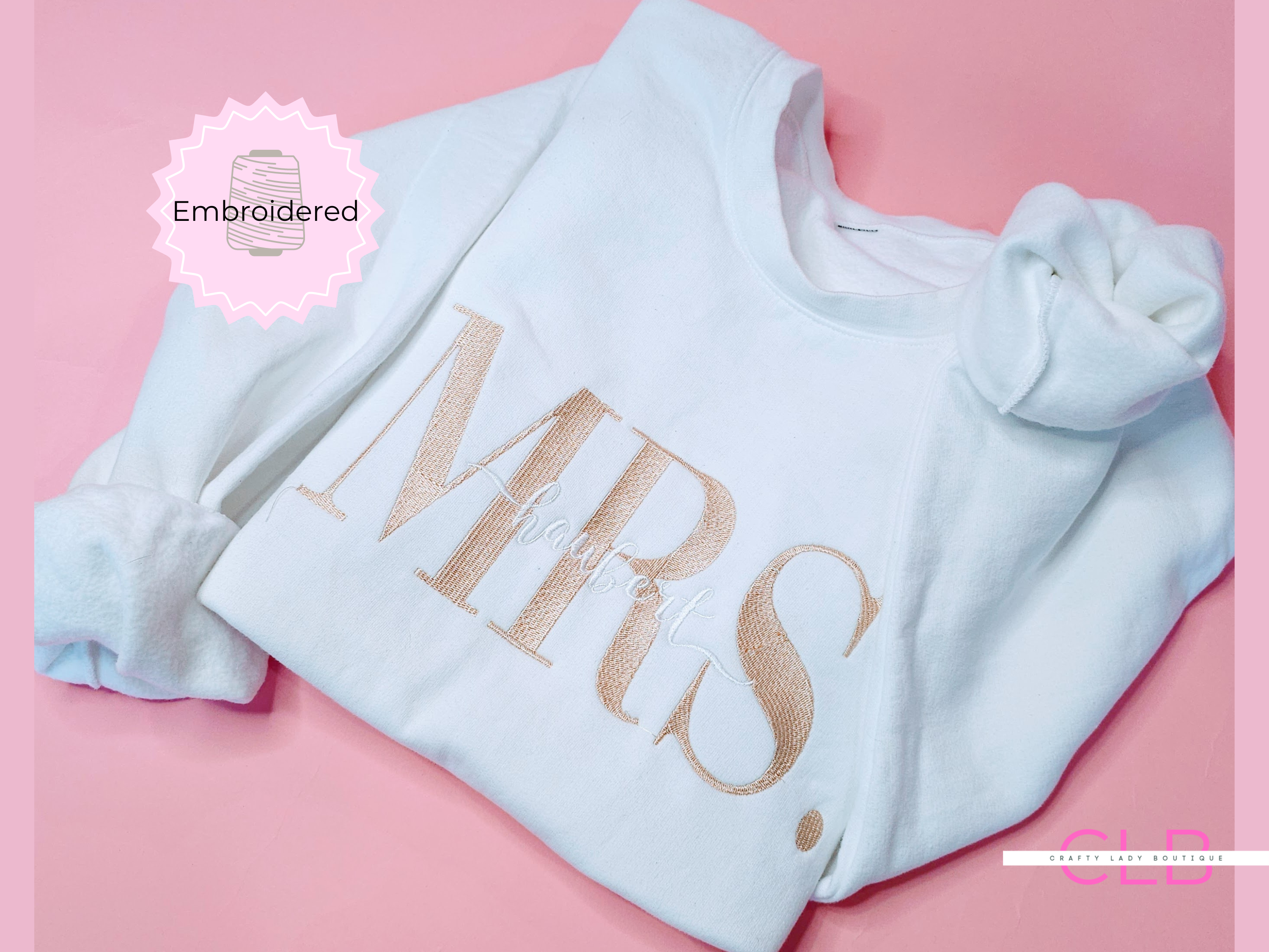 Mrs. Personalized Embroidered Pullover Crew Neck