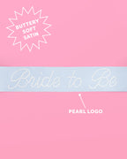 Pearl Blue Sash - blue silk + pearls