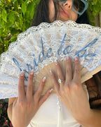 Bride to Be Fan - lace embroidered folding fan