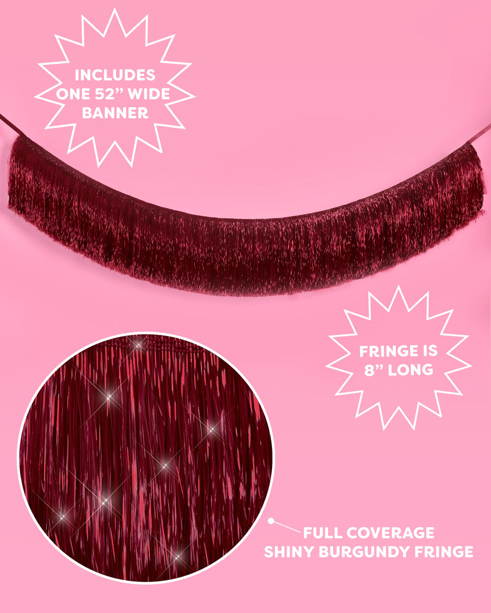Merlot Fringe - maroon fringe banner