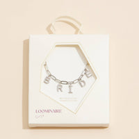 Lilla Haven - Sparkling "Bride"  Cubic Zirconia 18K Gold Charm Necklace: White Gold