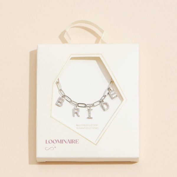 Lilla Haven - Sparkling "Bride"  Cubic Zirconia 18K Gold Charm Necklace: White Gold