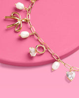 xo, Fetti - Bride Charm Bracelet - gold, rhinestones + pearls, bachelorette accessory