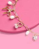 xo, Fetti - Bride Charm Bracelet - gold, rhinestones + pearls, bachelorette accessory