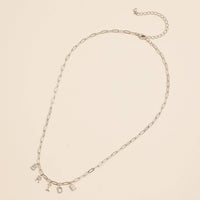 Lilla Haven - Sparkling "Bride"  Cubic Zirconia 18K Gold Charm Necklace: White Gold