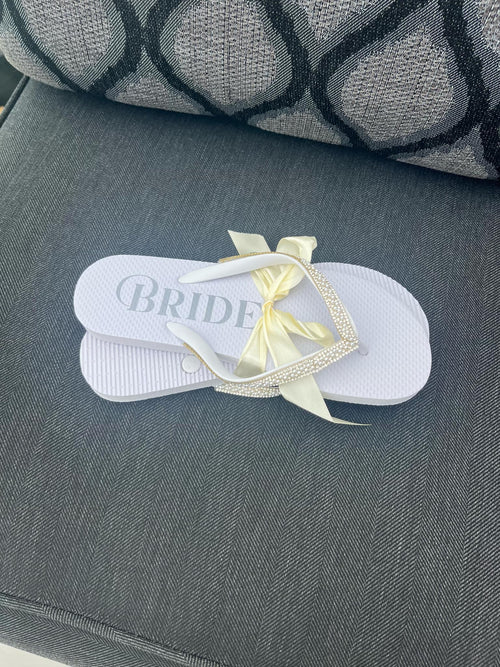 Bride or Wifey Rhinestone Flip-Flops