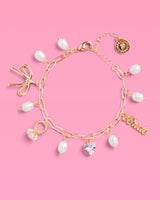 xo, Fetti - Bride Charm Bracelet - gold, rhinestones + pearls, bachelorette accessory