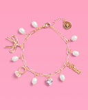 xo, Fetti - Bride Charm Bracelet - gold, rhinestones + pearls, bachelorette accessory
