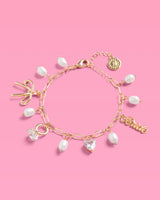 xo, Fetti - Bride Charm Bracelet - gold, rhinestones + pearls, bachelorette accessory