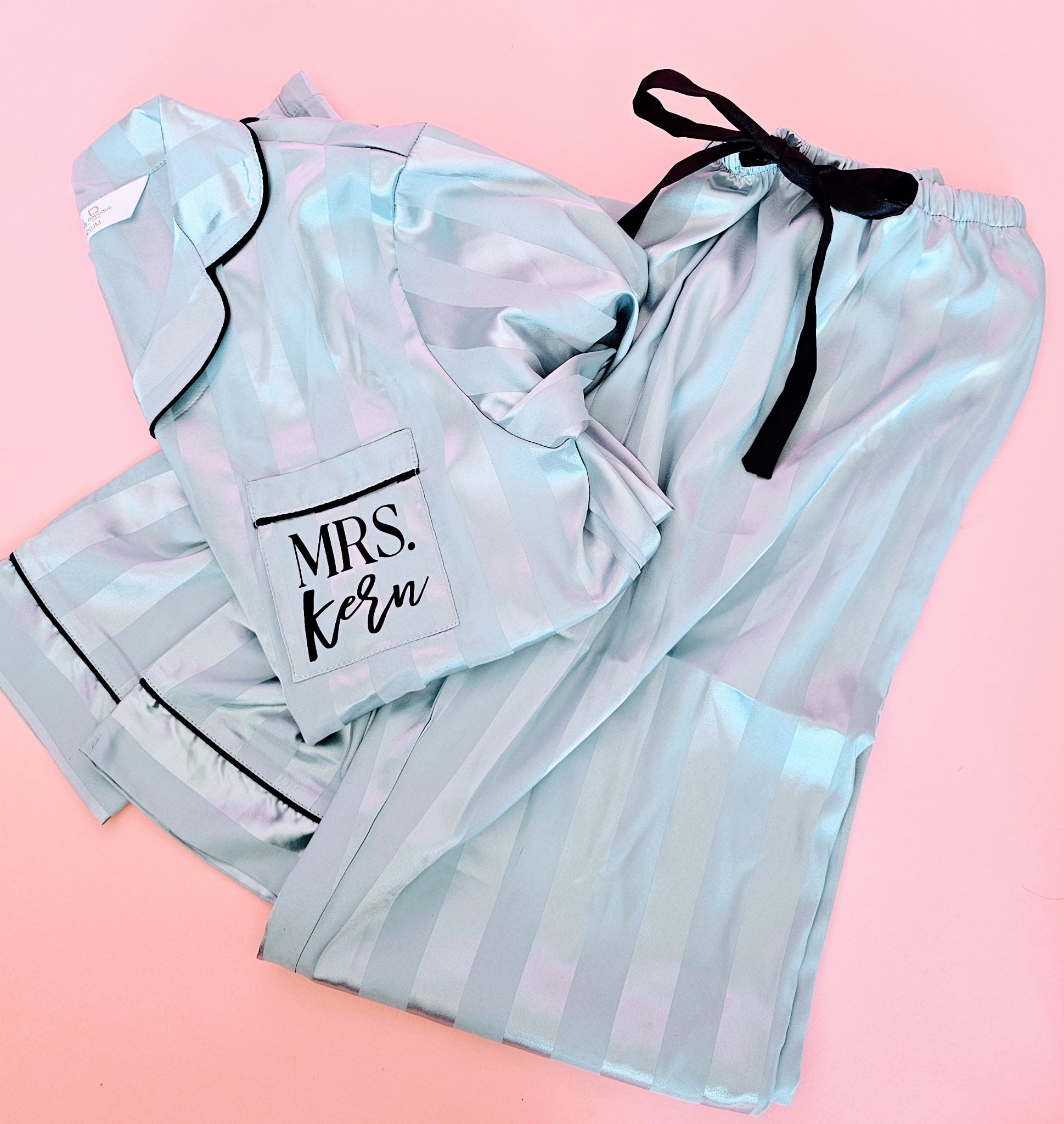 Personalized Satin Green PJ Set