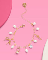 xo, Fetti - Bride Charm Bracelet - gold, rhinestones + pearls, bachelorette accessory