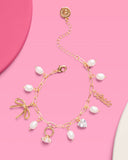 xo, Fetti - Bride Charm Bracelet - gold, rhinestones + pearls, bachelorette accessory