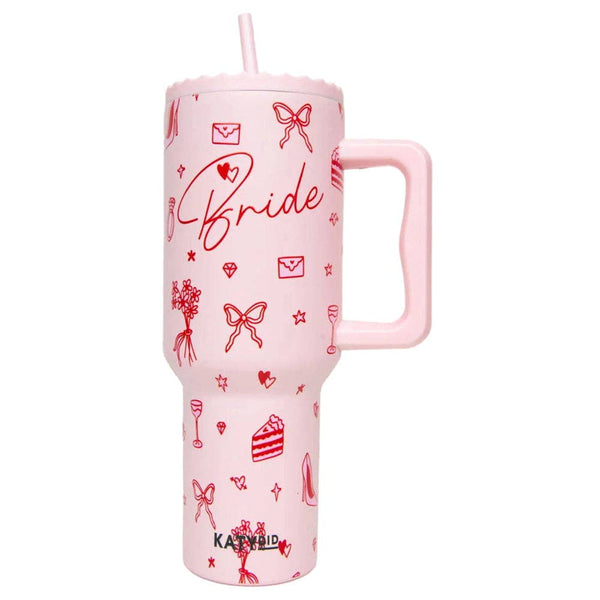 Katydid - Bride Red Drawings Drink Wholesale Tumbler: Light Pink