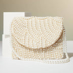 Lilla Haven - Pearl Beaded Bridal Flap Clutch Bag