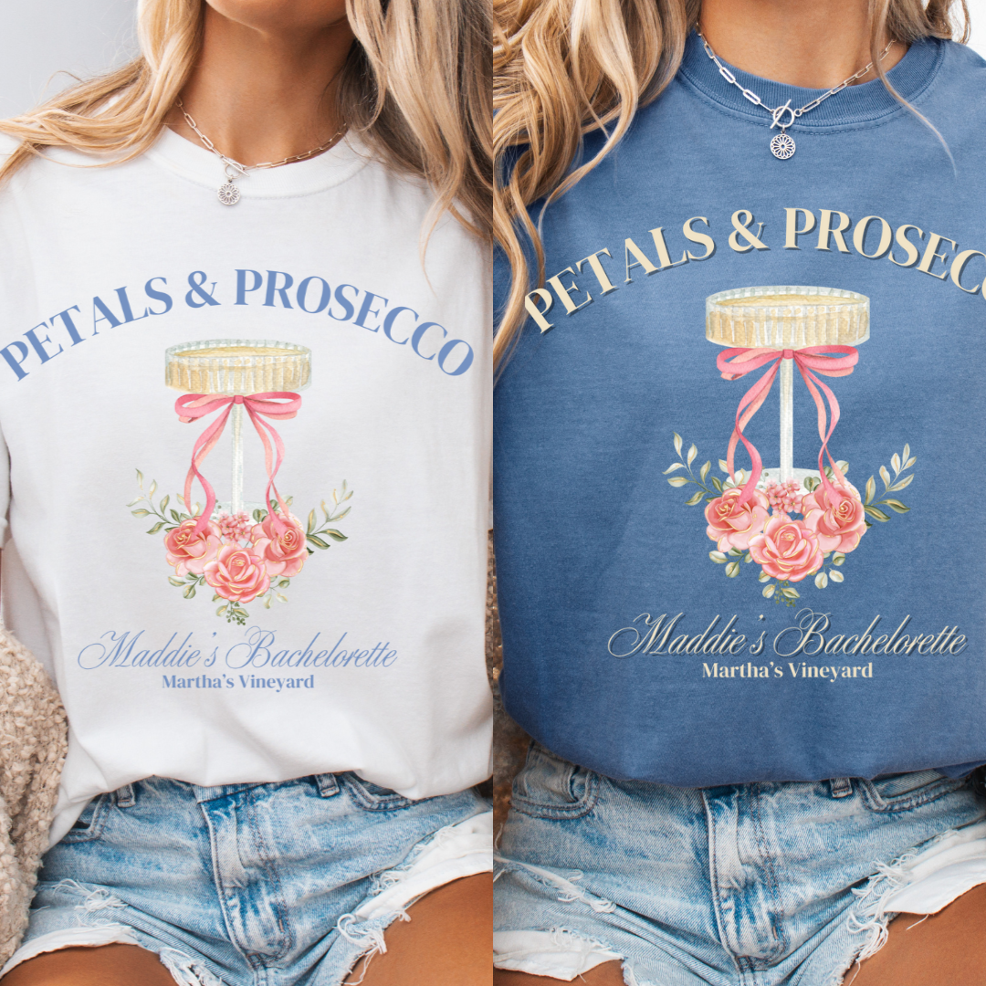 Petals + Prosecco Personalized Party Tees