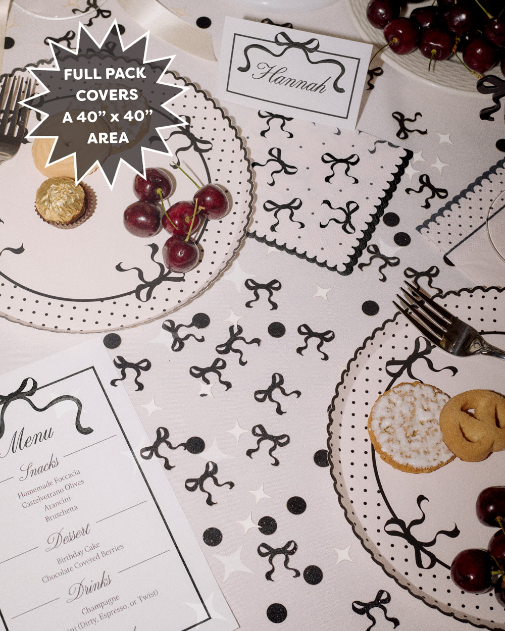Little Black Bow Confetti - 200 pc glitter confetti