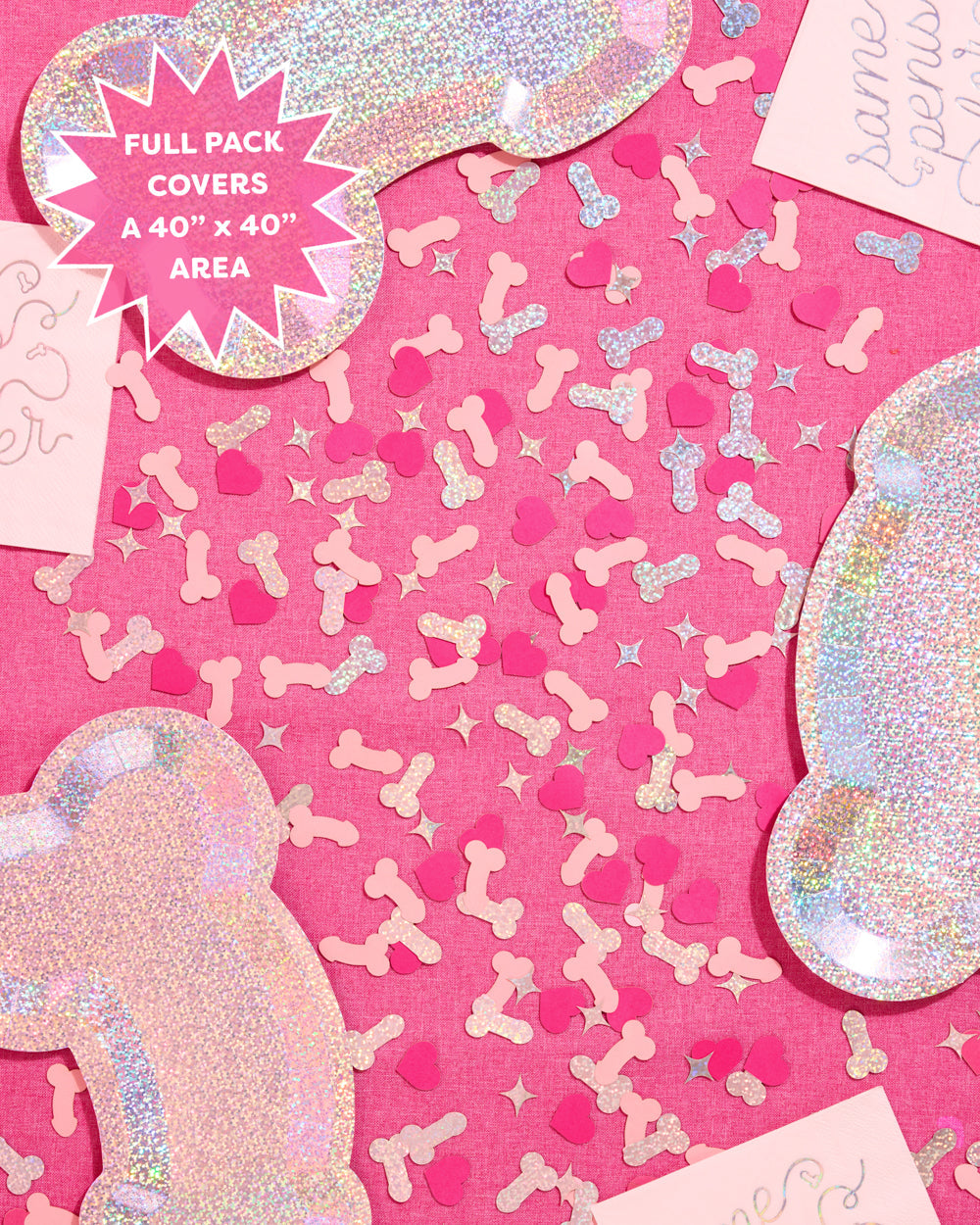 Penis Confetti - 200 pc pink + holographic confetti