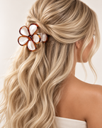 Black & Tan Floral Claw Hair Clip