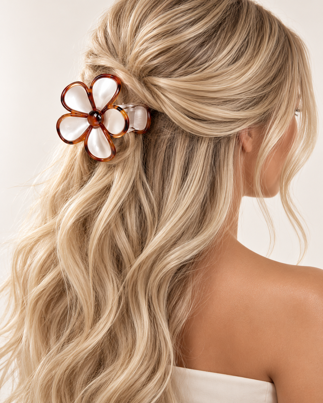 Black & Tan Floral Claw Hair Clip